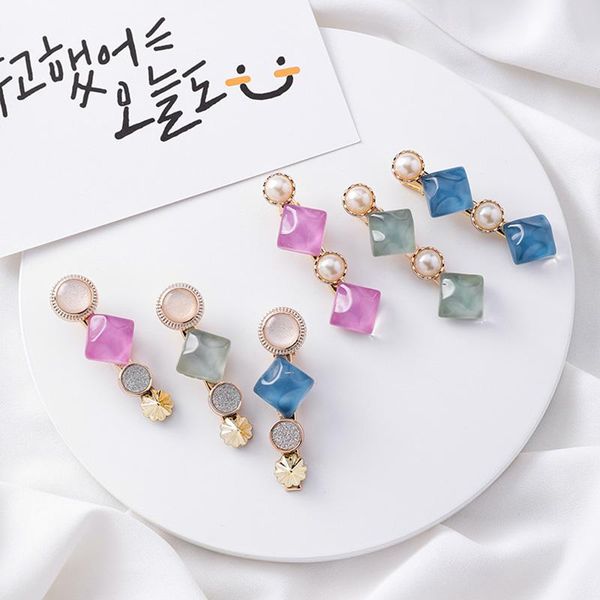 

new ladies hair accessories hair clips square and round shaped simple chic hairpins female fashion accesorios mujer decor, Slivery;white
