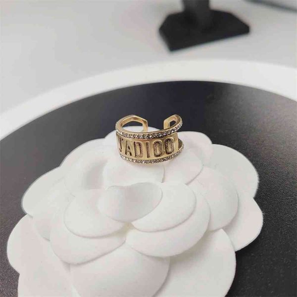 

special offer 2021 luxury designer jewelry / new open ring female letter brass personality fashion diamond, Silver