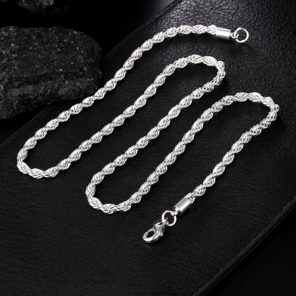 

chains 5mm width real 100% 925 sterling silver men rope chain fashion party wedding gift necklace jewelry
