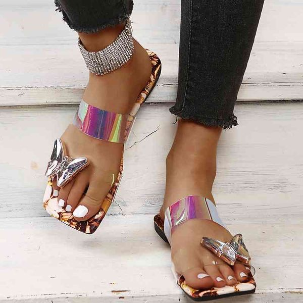 

75% off factory outlet sale women's summer new fashion transparent flat bottom cool plus size european style leisure outdoor bow slippe, Black