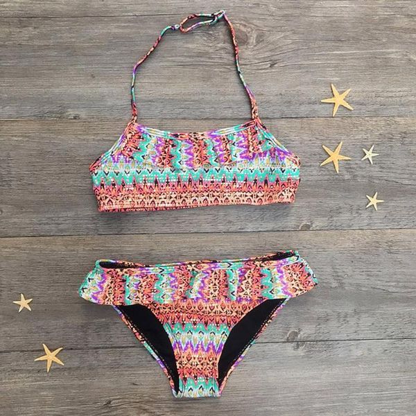 

one-pieces folk-custom swimsuit girl teen children girls africa style niche design beach swimwear bikini set stroj kapielowy dziewczynka, Black