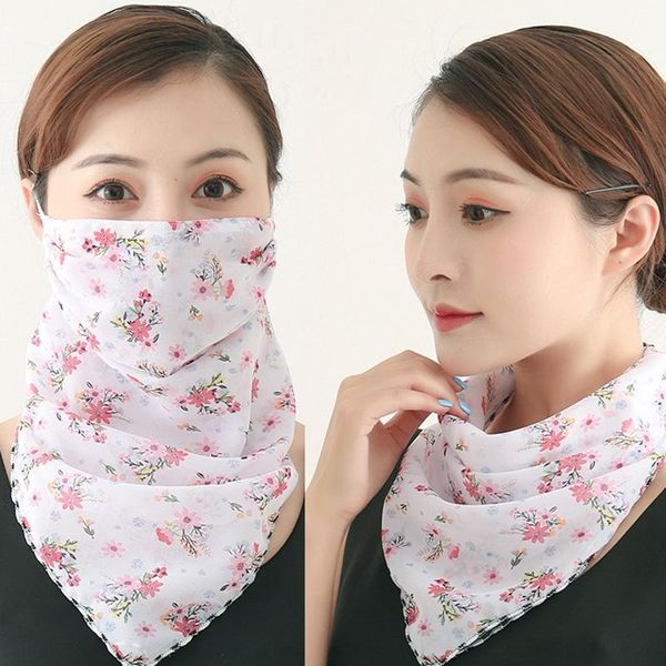 

scarves chiffon cycling face cover women outdoor sun protection print scarf dustproof neck bandana anti-uv, Blue;gray