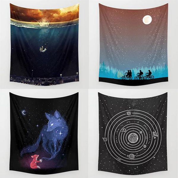 

tapestries drop galaxy under tapestry wall hanging hippie polyester home decor blanket fabric bedroom 180Ã230cm with 6m led light