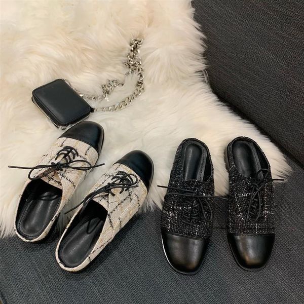 

slippers cross-tie women flat slip-on mules designer woman slides spring autumn leisure shoes slip on loafers, Black