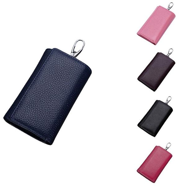 

key case men and women multifunctional tri-fold wallet pu leather keychain bag fashion card bit coin purse, Red;black