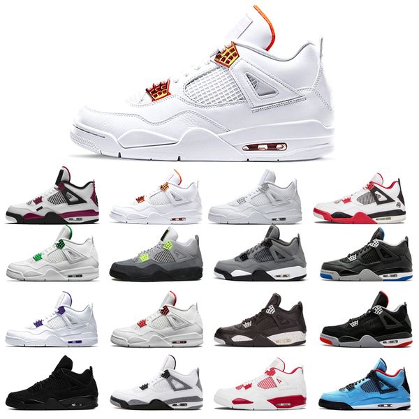 

man's basketball shoes 4s high cut black cat university red neon bred alternate motorsport orange metallic white cement cool grey for m