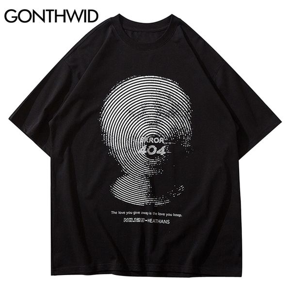 

gonthwid tshirts creative fingerprint print short sleeve tees shirts streetwear mens summer hip hop harajuku casual loose 210706, White;black