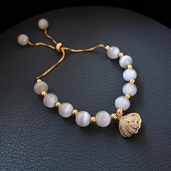 

2021new electroplating opal bracelet korean popular european and american fashion shell pearl bracelet adjustable jewelry female, Golden;silver