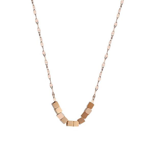 

pendant necklaces ladies necklace titanium steel three-dimensional small square high temperament design clavicle chain, Silver