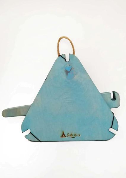 

blue wood portable camping stand