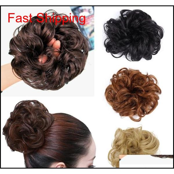 

pony tail hair extension bun hairpiece scrunchie elastic wave curly synthetic hairpieces wrap for hair bun chignon p qyllqm sweet07, Black;brown