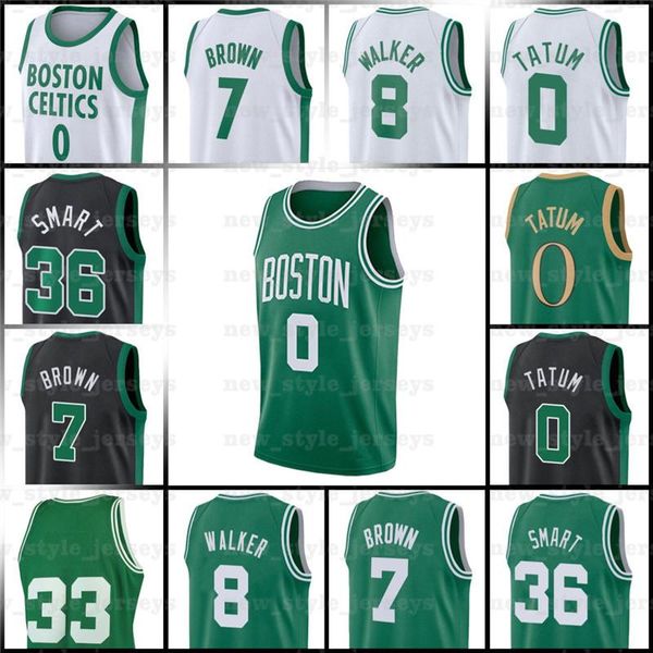 

tatum 8 kemba 7 jaylen walker 0 jayson brown 36 marcus men smart stitched basketball jerseys z17, Black;red