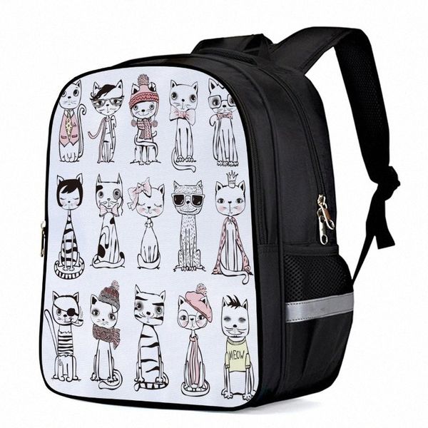 

cat hipster animal cartoon lapbackpacks school bag child book bag sports bags bottle side pockets f6vd#