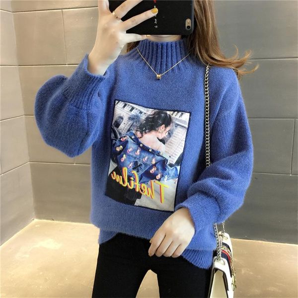 

pullover women sweaters winter womens knitted printed sweater christmas women clothing plsu szie, White;black