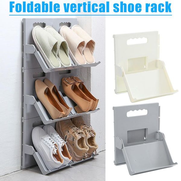

1/2pcs vertical stackable shoes rack foldable space-saving shoe stand shelf organizer organizador dropshipping-v12