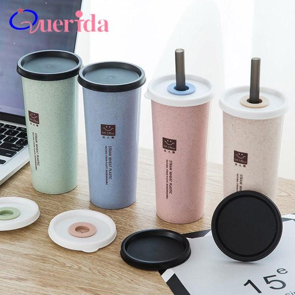 

water bottles portable 470ml wheat straw bottle healthy plastic office coffee double leak proof outdoor drink