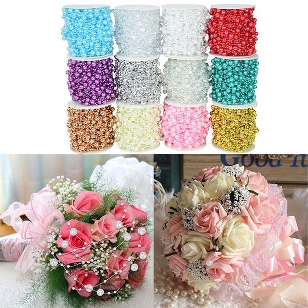 

party decoration 30m artificial pearls beads chain fishing line garland flowers diy wedding favor bride bouquet decor handmade accessories