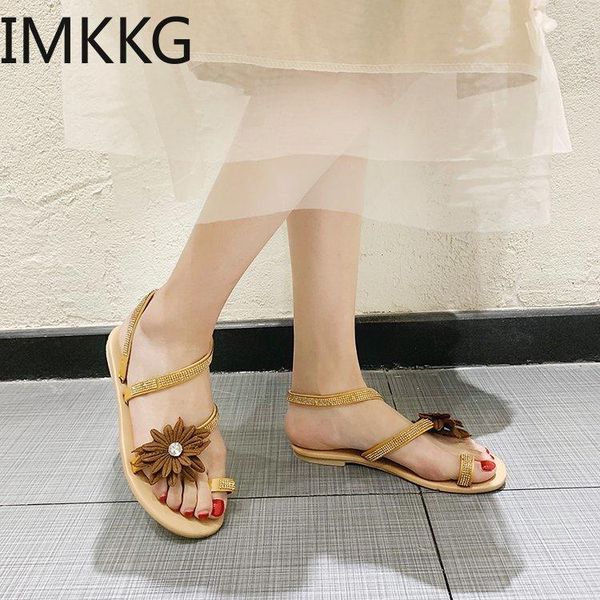 

sandals 2021 fashion women summer shoes flat comfortable string bead slippers casual q00097, Black