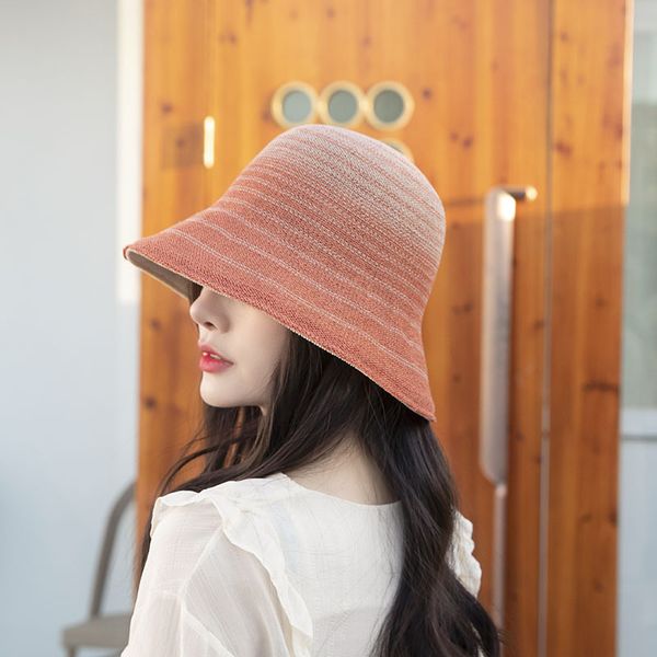 

breathable thin beach hat women's large eaves sunshade mesh washbasin travel sunscreen hat summer, Yellow