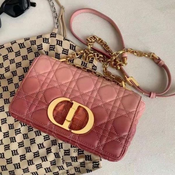 

2021 spring and summer new small fragrance lingge chain bag gradient pink messenger square single shoulder underarm zly zly bags