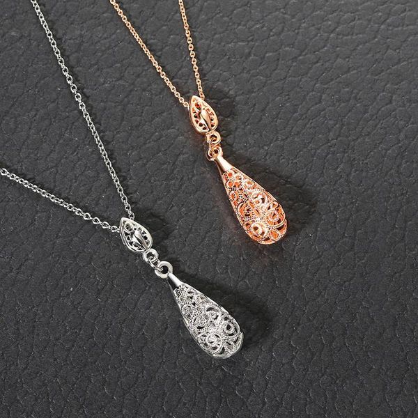

chains hollow water drop gold plated necklace for women,girls fashion jewelry, Silver