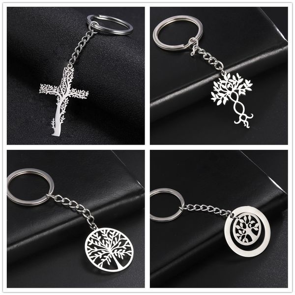 

10pcs/set tree of life keychain viking amulet car keyring stainless steel pendant for bag accessories gift souvenirs wholesale, Slivery;golden