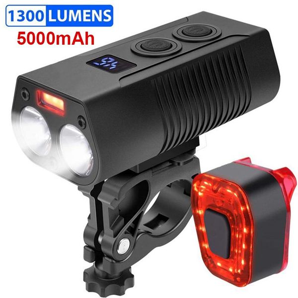 

5000mah led bicycle front light headlight bike lamp with power bank usb rechargeable mtb road cycling accessories