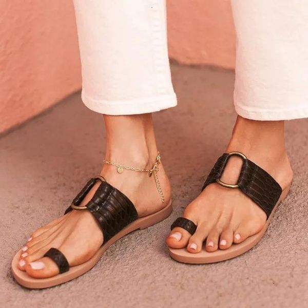 

2021 new flip flops summer fashion open toe casual women flats shoes outdoor black solid beach party plus size slippers zohd