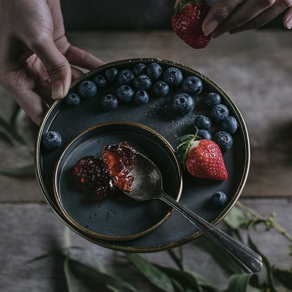 

dishes & plates kinglang home vintage antique round metal serving tray retro dish bread storage dinner tableware kitchen