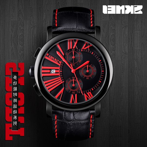 

time beauty guangzhou fashion trendsetter multi function running seconds leisure sports men's waterproof quartz watch, Slivery;brown