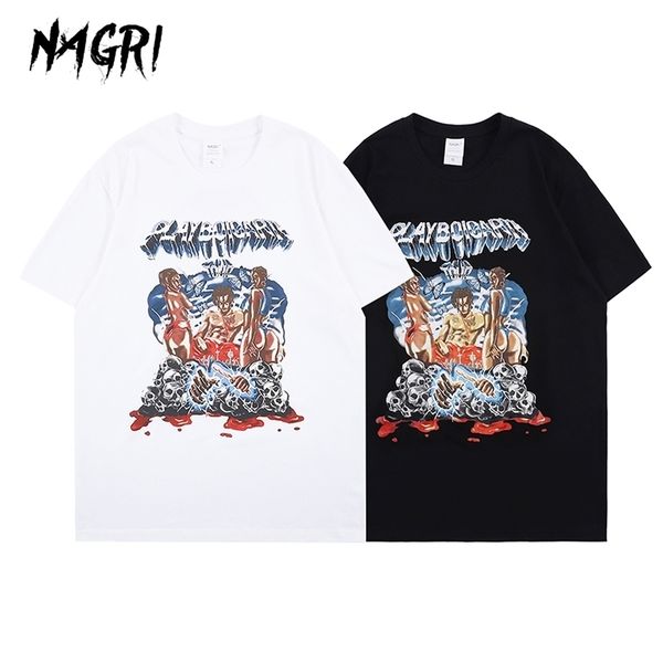 

nagri asap testing playboi carti t shirt graphic printing t-shirt hip hop short sleeve summer tee europe and america 210706, White;black