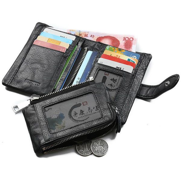 

wallets jinbaolai layer cowhide 30% discount multi - card short men's wallet function leather coin bag, Red;black