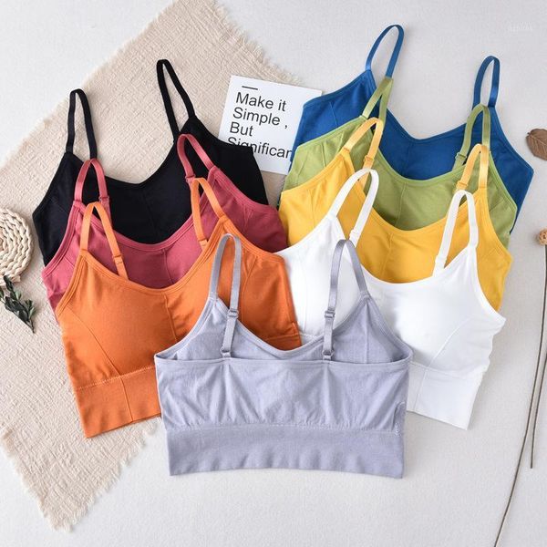 

comfortable seamless sports bra moisture absorption and perspiration anti light yoga vest adjustable shoulder strap women's push camiso, Black;white