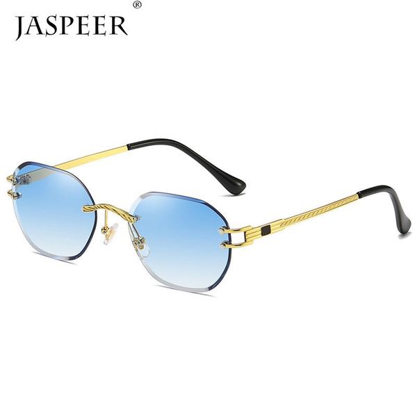 

outdoor eyewear jaspeer metal sunglasses rimless round blue uv400 brown women sun glasses for men 2022 frameless