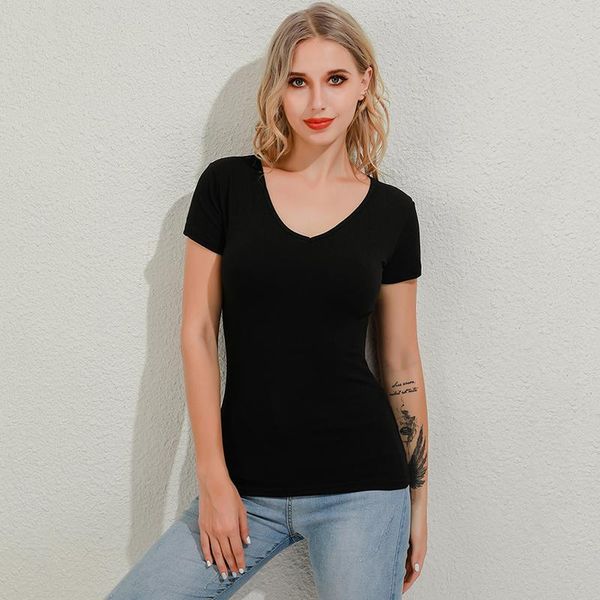 

women's t-shirt 2021 t shirt women short sleeved slim solid color womens simple tee for female tshirt, White