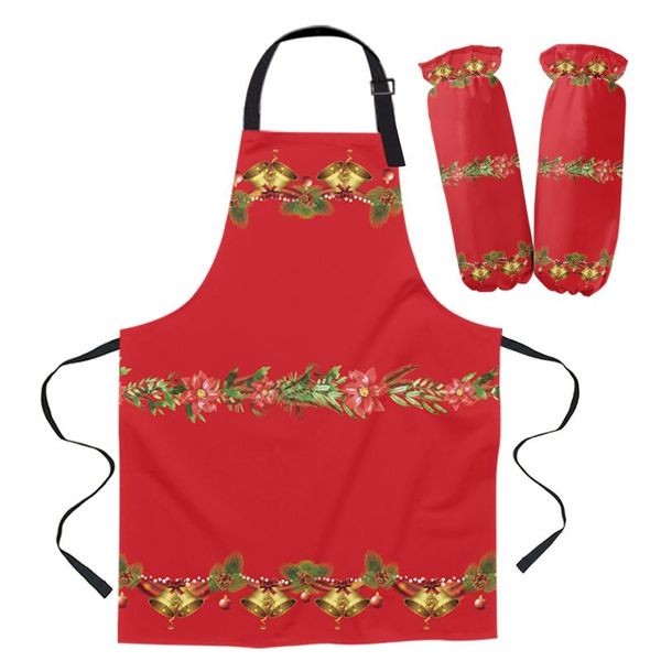 

aprons christmas red flowers bells pine branches apron kitchen baking accessories for women cooking