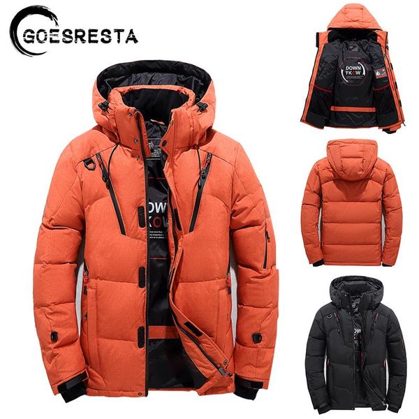 

men's down & parkas men 2021 white duck jacket brand thick warm casual fashion winter hooded coat windproof jackets, Black