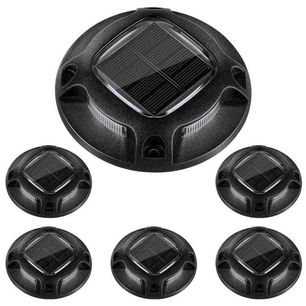 

solar lamps osaladi 6pcs powered deck light white blue led ip68 waterproof ground yard lamp for home backyard garden (black)