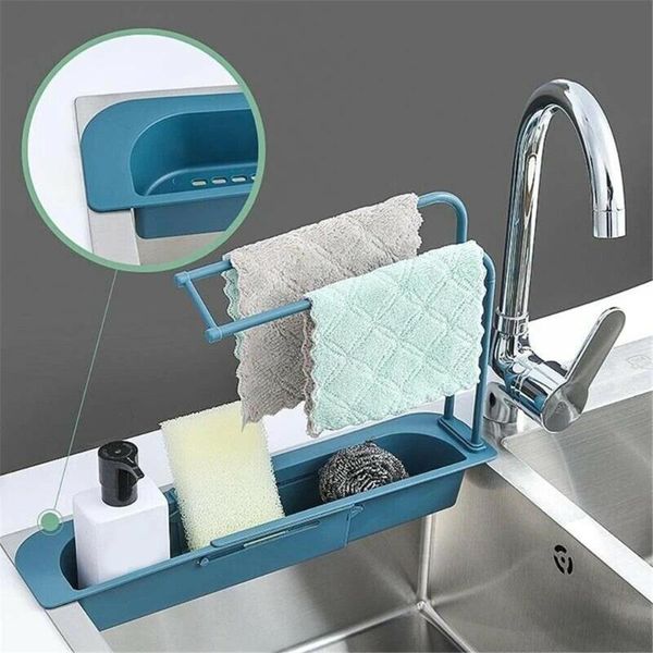 

kitchen faucets 39x27x9cm drain basket expandable easy installation storage sink holder rack sponge tray for accessories