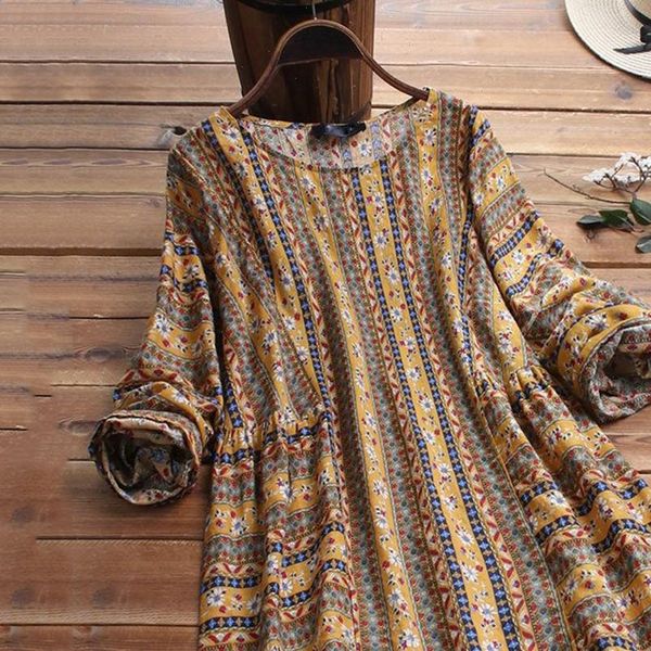 

floral printed blouse women loose long sleeve pockets plus size tanic blouse chemisier femme ladies bluzka damska, White