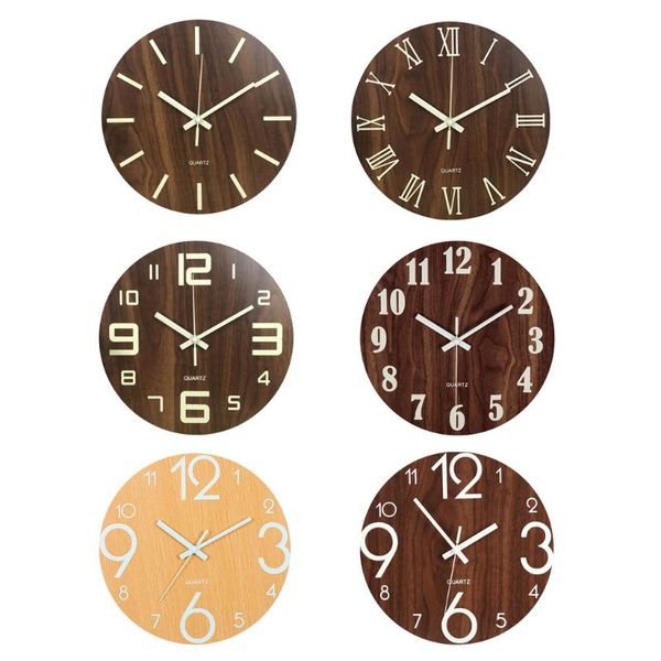 

12'' luminous wall clock silent quartz bedroom night clock large numerals 2