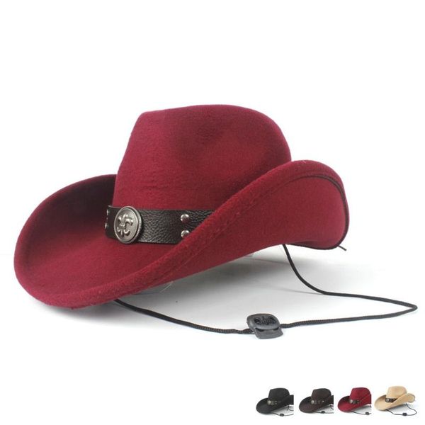 

cloches casual women men wool hollow western cowboy hat roll-up brim gentleman outblack sombrero hombre jazz cap wind rope size 56-58cm, Blue;gray