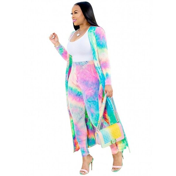 

2 piece women set 2021 new african tie dye print elastic pants rock style dashiki famous suit for lady coat and leggings, Gray