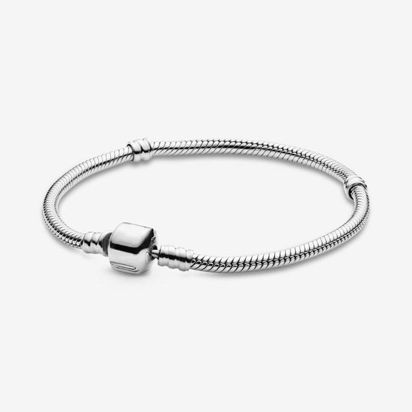 

genuine 925 sterling silver classic moments snake chain bracelet fit authentic european dangle charm for women fashion diy jewelry, Golden;silver