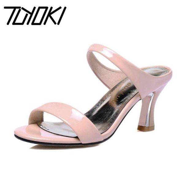 

dress shoes tuyoki size 31-43 women high heel sandals solid color summer thin slipper club vacation, Black