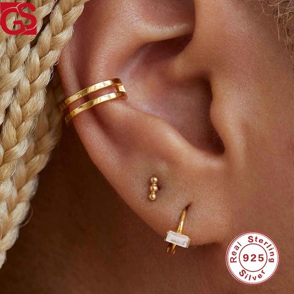 

hoop & huggie gs earrings for women 2021 brincos geometric zircon womens 925 sterling silver piercing christmas gift, Golden;silver