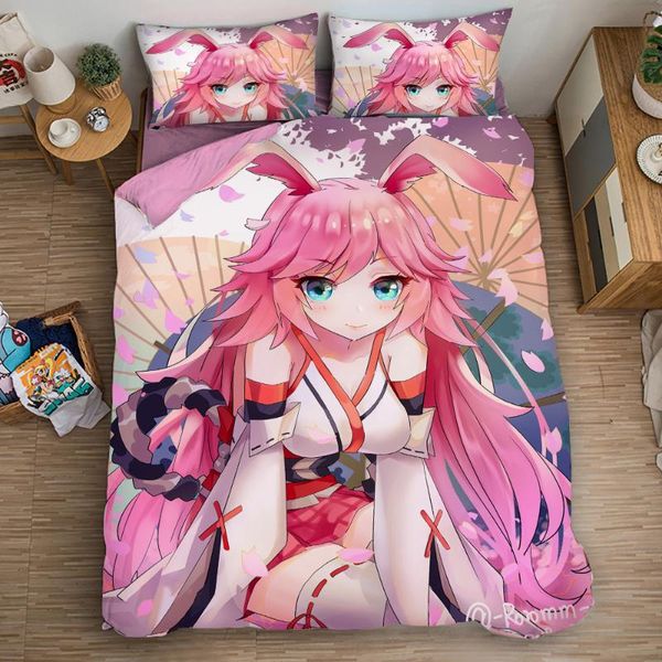 

bedding sets 3d yae sakura anime print set duvet covers pillowcases one piece comforter bedclothes bed linen 01