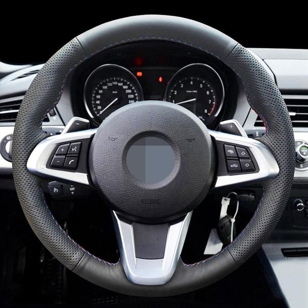 

steering wheel covers diy black genuine leather comfortable non-slip car cover for b4 e89 2009-2021 breathable
