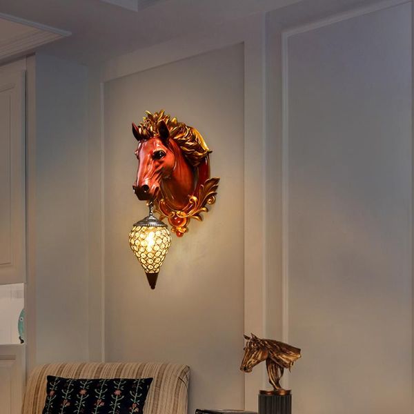 

wall lamps retro resin horse head lamp led modern decor for living room e27 corridor aisle loft indoor home lighting