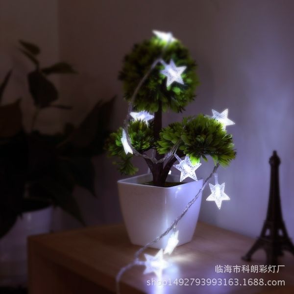 

led pearl five pointed star battery flash string party christmas outdoor decoration small lights